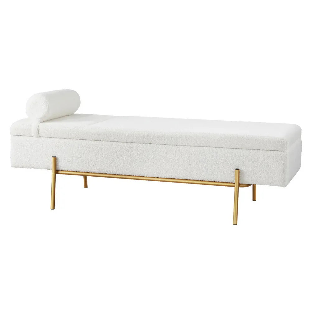 Artiss Storage Ottoman Bed 140cm Pillow Boucle Fabric - Mekamart Australia