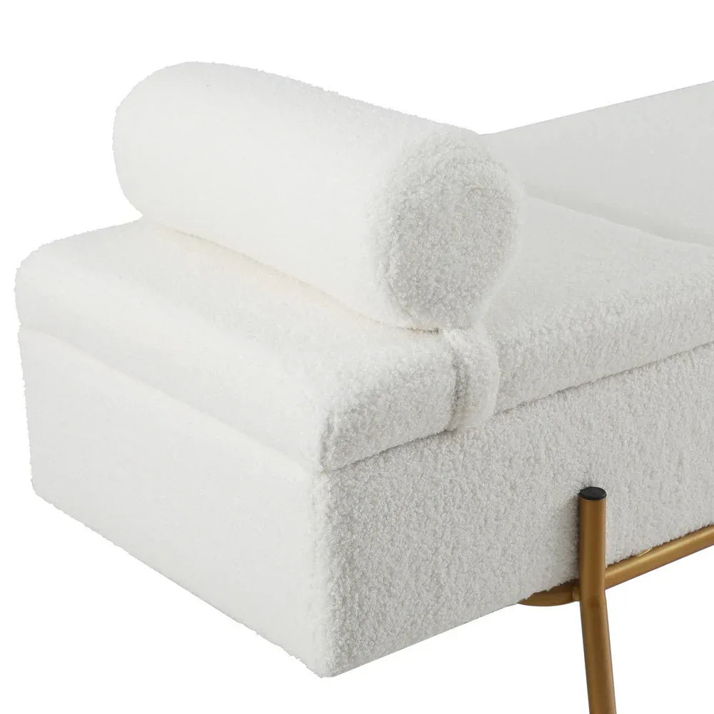 Artiss Storage Ottoman Bed 140cm Pillow Boucle Fabric - Mekamart Australia