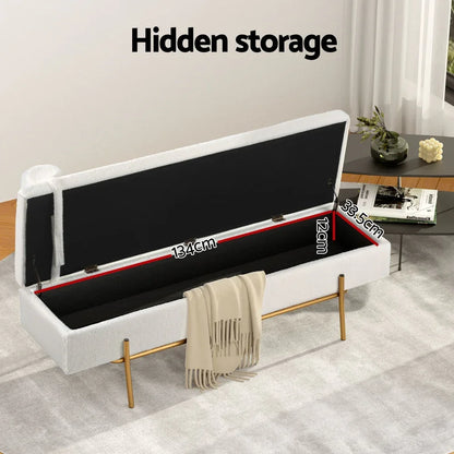Artiss Storage Ottoman Bed 140cm Pillow Boucle Fabric - Mekamart Australia