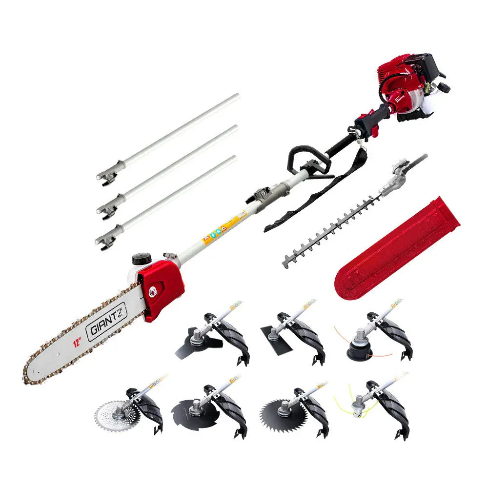 Giantz 40CC Pole Chainsaw Hedge Trimmer Brush Cutter Whipper Saw 4-Stroke 9-in-1 - Mekamart Australia