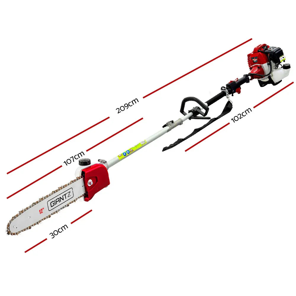 Giantz 62CC Pole Chainsaw Hedge Trimmer 12in Chain Saw 4.3m Long Reach - Mekamart Australia