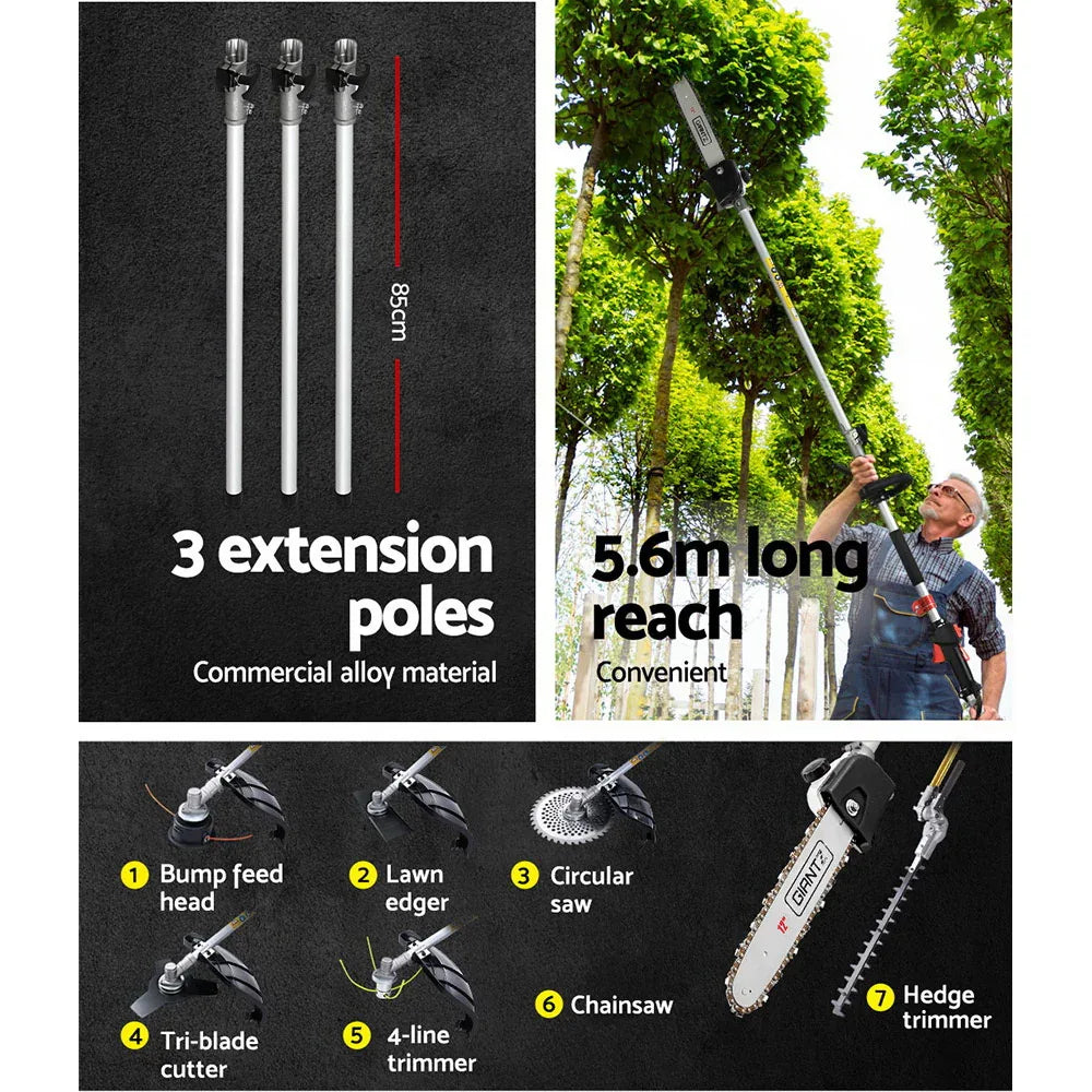 Giantz 65CC Pole Chainsaw Petrol Brush Cutter Whipper Snipper Hedge Trimmer - Mekamart Australia