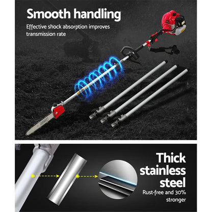 Giantz 65CC Pole Chainsaw Hedge Trimmer Brush Cutter Whipper Snipper Saw 9-in-1 5.6m - Mekamart Australia