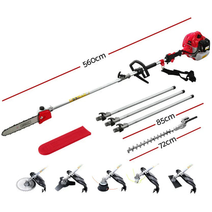 Giantz 65CC Pole Chainsaw Hedge Trimmer Brush Cutter Whipper Snipper 7-in-1 5.6m - Mekamart Australia