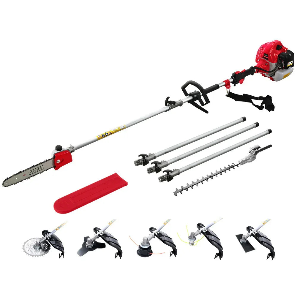 Giantz 65CC Pole Chainsaw Hedge Trimmer Brush Cutter Whipper Snipper 7-in-1 5.6m - Mekamart Australia