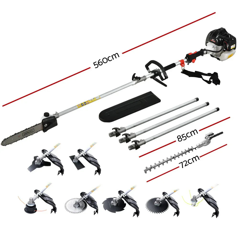 Giantz 62CC Pole Chainsaw Hedge Trimmer Brush Cutter Whipper Snipper Saw 9-in-1 5.6m - Mekamart Australia