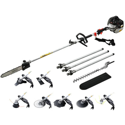 Giantz 62CC Pole Chainsaw Hedge Trimmer Brush Cutter Whipper Snipper Saw 9-in-1 5.6m - Mekamart Australia