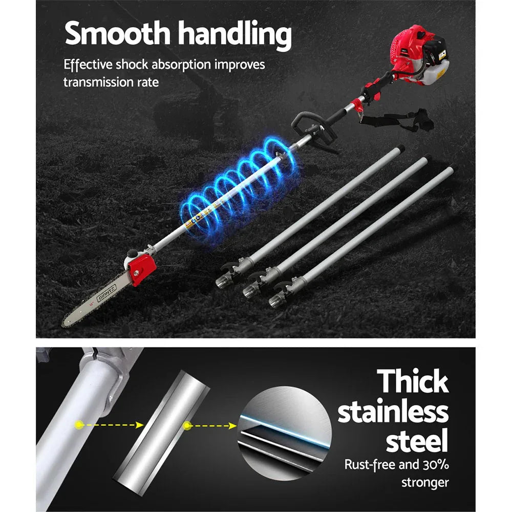 Giantz 62CC Pole Chainsaw Hedge Trimmer 12in Chain Saw 5.6m Long Reach Red - Mekamart Australia