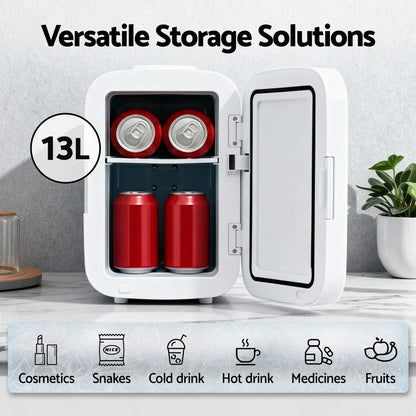 Glacio Mini Fridge Portable 13L White Electric Cooler Warmer 12V 220V - Mekamart Australia