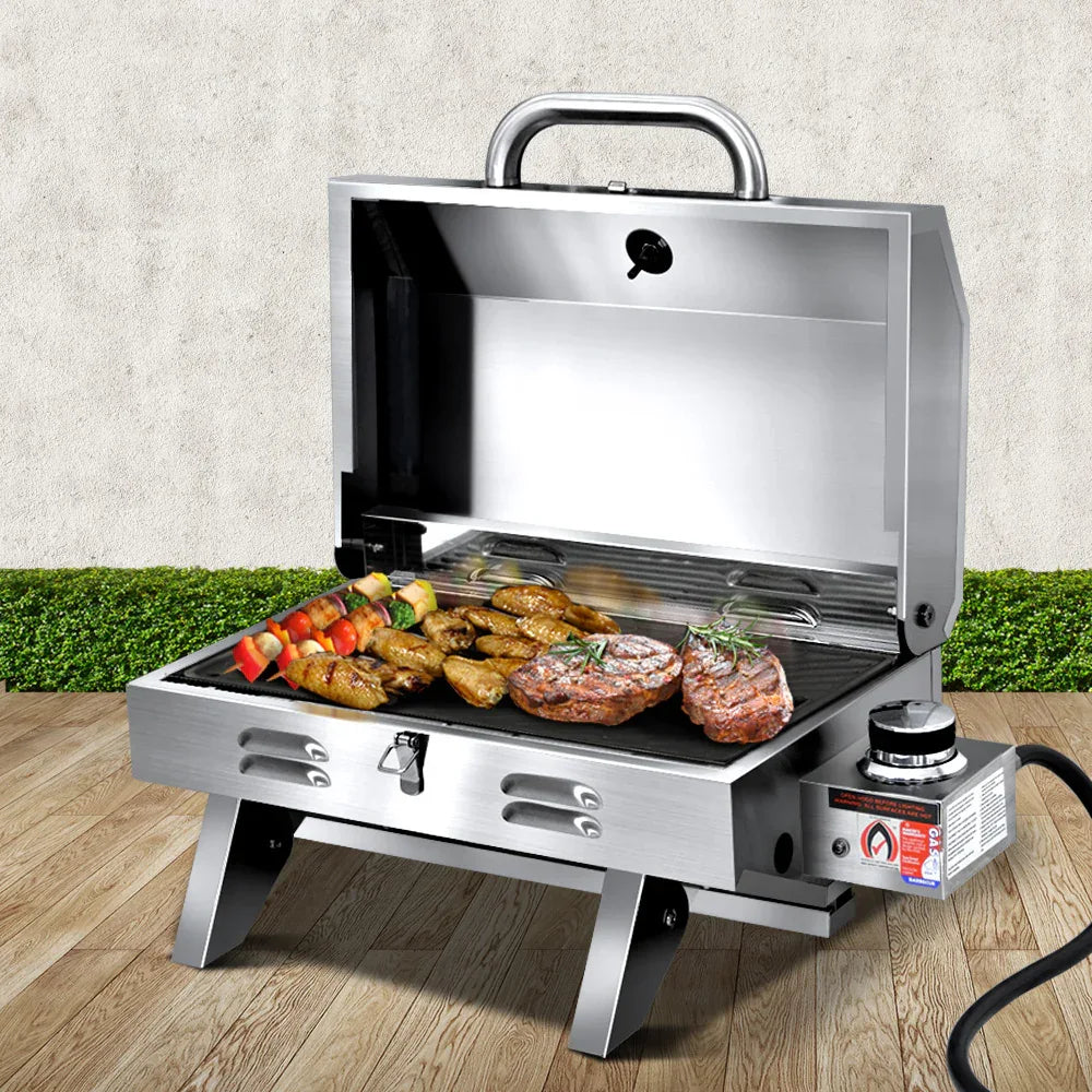 Grillz Portable Gas BBQ Grill with Double Sided Plate - Mekamart Australia
