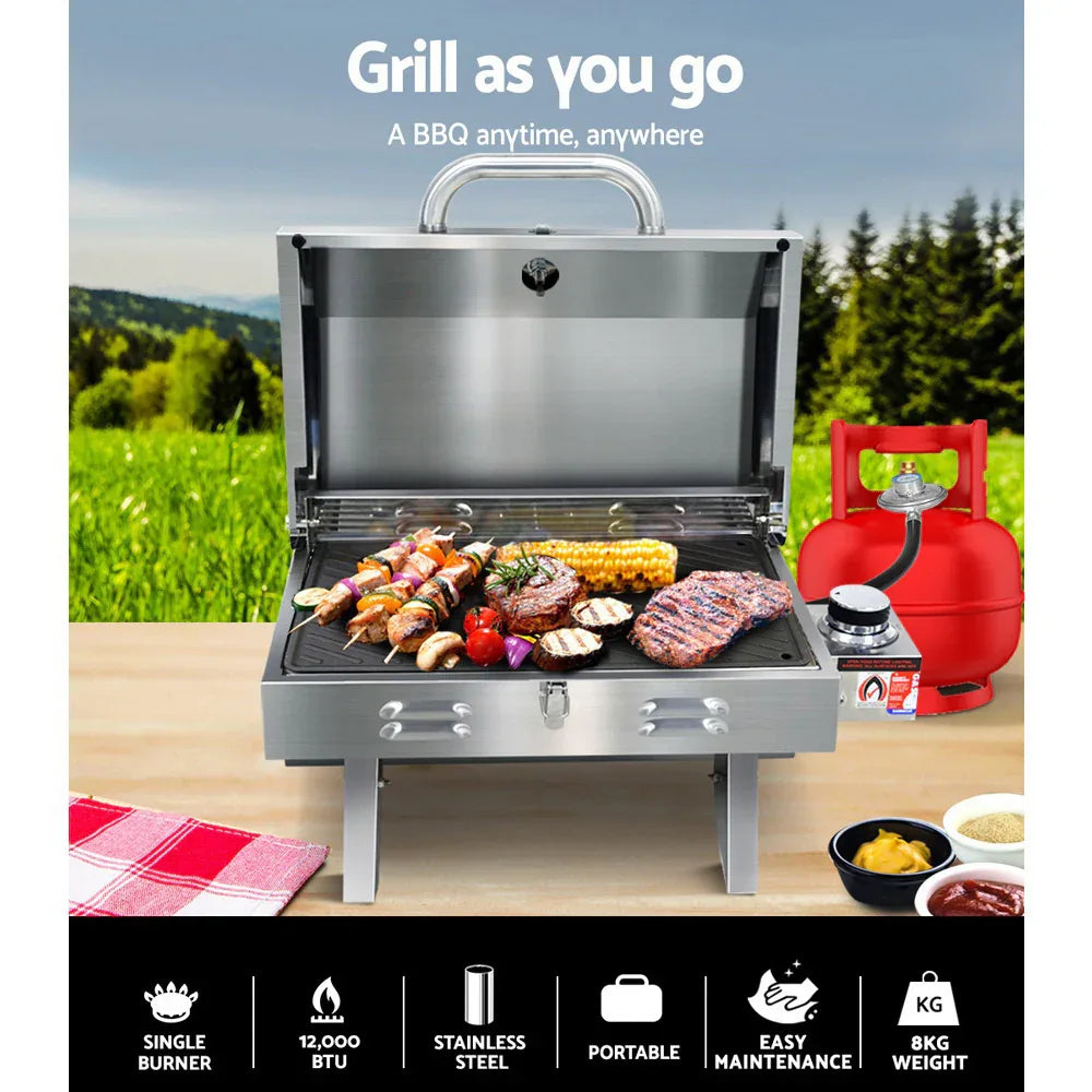 Grillz Portable Gas BBQ Grill with Double Sided Plate - Mekamart Australia
