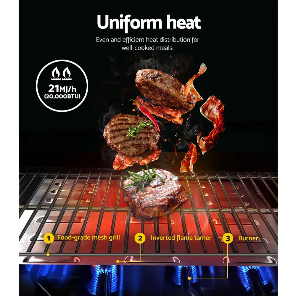 Grillz Portable Gas BBQ Grill 2 Burners with 2 Plates - Mekamart Australia