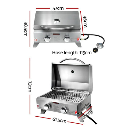 Grillz Portable Gas BBQ Grill 2 Burners - Mekamart Australia
