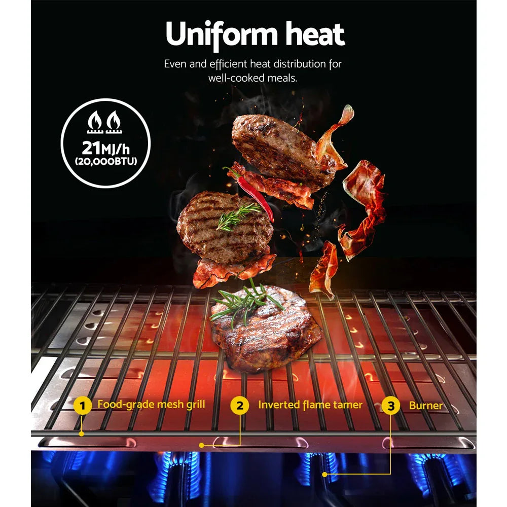 Grillz Portable Gas BBQ Grill 2 Burners - Mekamart Australia