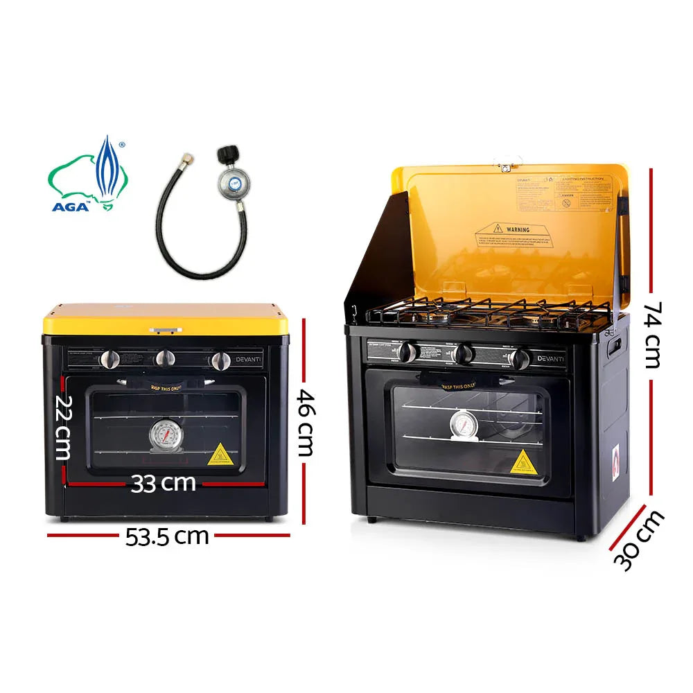Devanti Portable Gas Oven LPG Black - Mekamart Australia