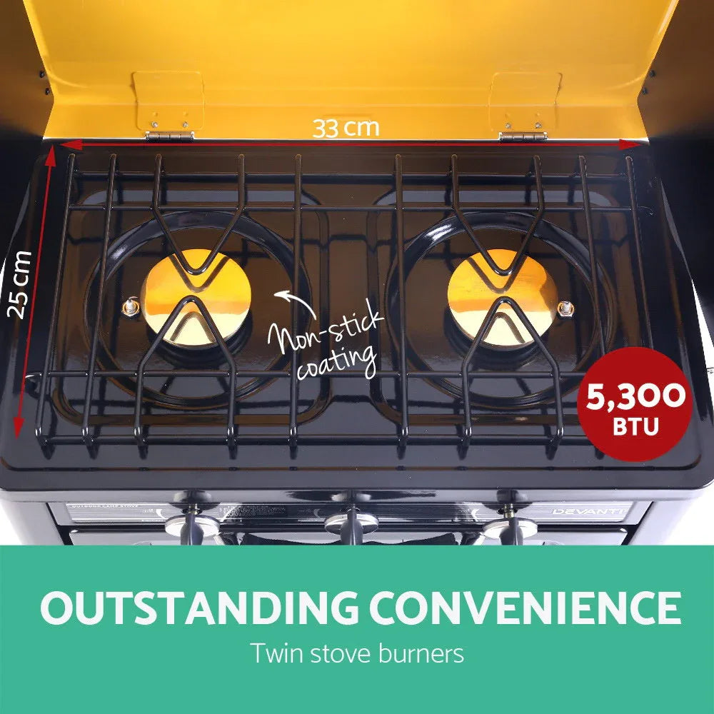 Devanti Portable Gas Oven LPG Black - Mekamart Australia