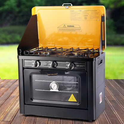 Devanti Portable Gas Oven LPG Black - Mekamart Australia