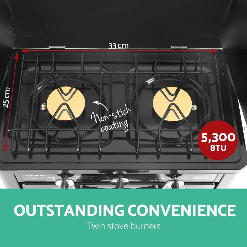 Devanti Portable Gas Oven LPG Silver - Mekamart Australia