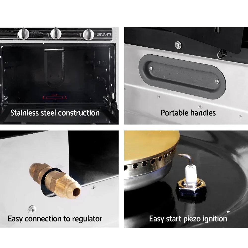 Devanti Portable Gas Oven LPG Silver - Mekamart Australia