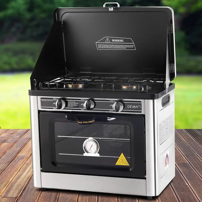 Devanti Portable Gas Oven LPG Silver - Mekamart Australia