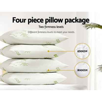 Giselle Bedding 4 Pack Bamboo Pillow Family Hotel - Mekamart Australia