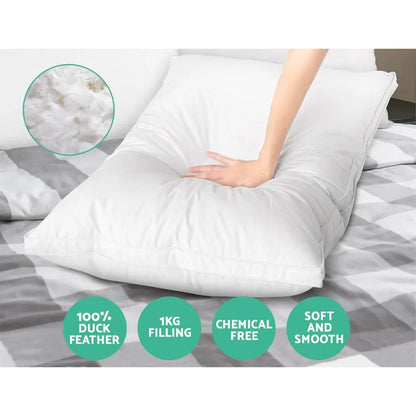 Giselle Bedding Duck Feather Down Pillow Luxury Twin Pack - Mekamart Australia