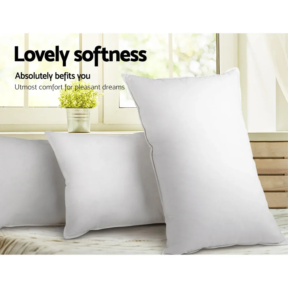 Giselle Bedding Duck Feather Down Pillow Twin Pack - Mekamart Australia