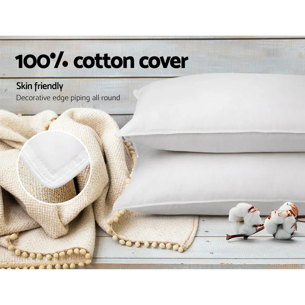 Giselle Bedding Duck Feather Down Pillow Twin Pack - Mekamart Australia