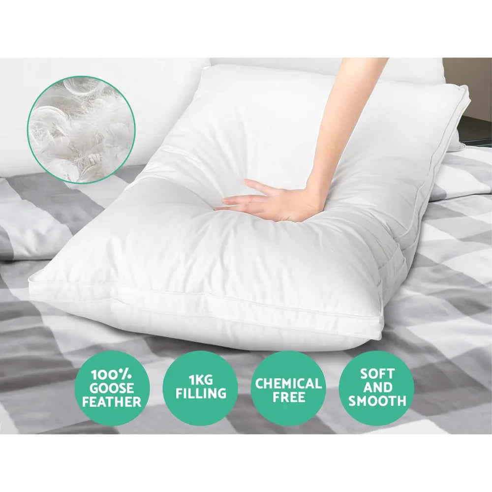 Giselle Bedding Goose Feather Down Pillow Luxury Twin Pack - Mekamart Australia