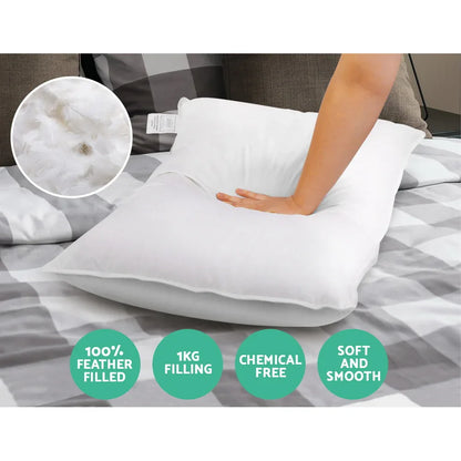 Giselle Bedding Goose Feather Down Pillow Twin Pack - Mekamart Australia