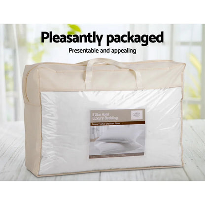 Giselle Bedding Goose Feather Down Pillow Twin Pack - Mekamart Australia