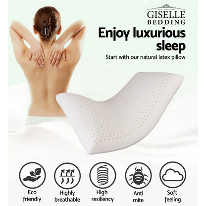 Giselle Bedding Natural Latex Pillow Classic Twin Pack - Mekamart Australia