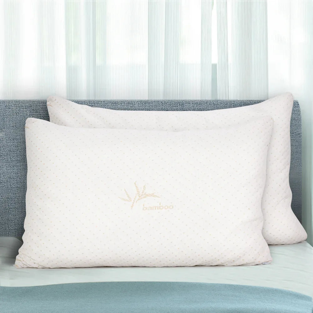 Giselle Bedding Memory Foam Pillow Bamboo Cover Twin Pack - Mekamart Australia
