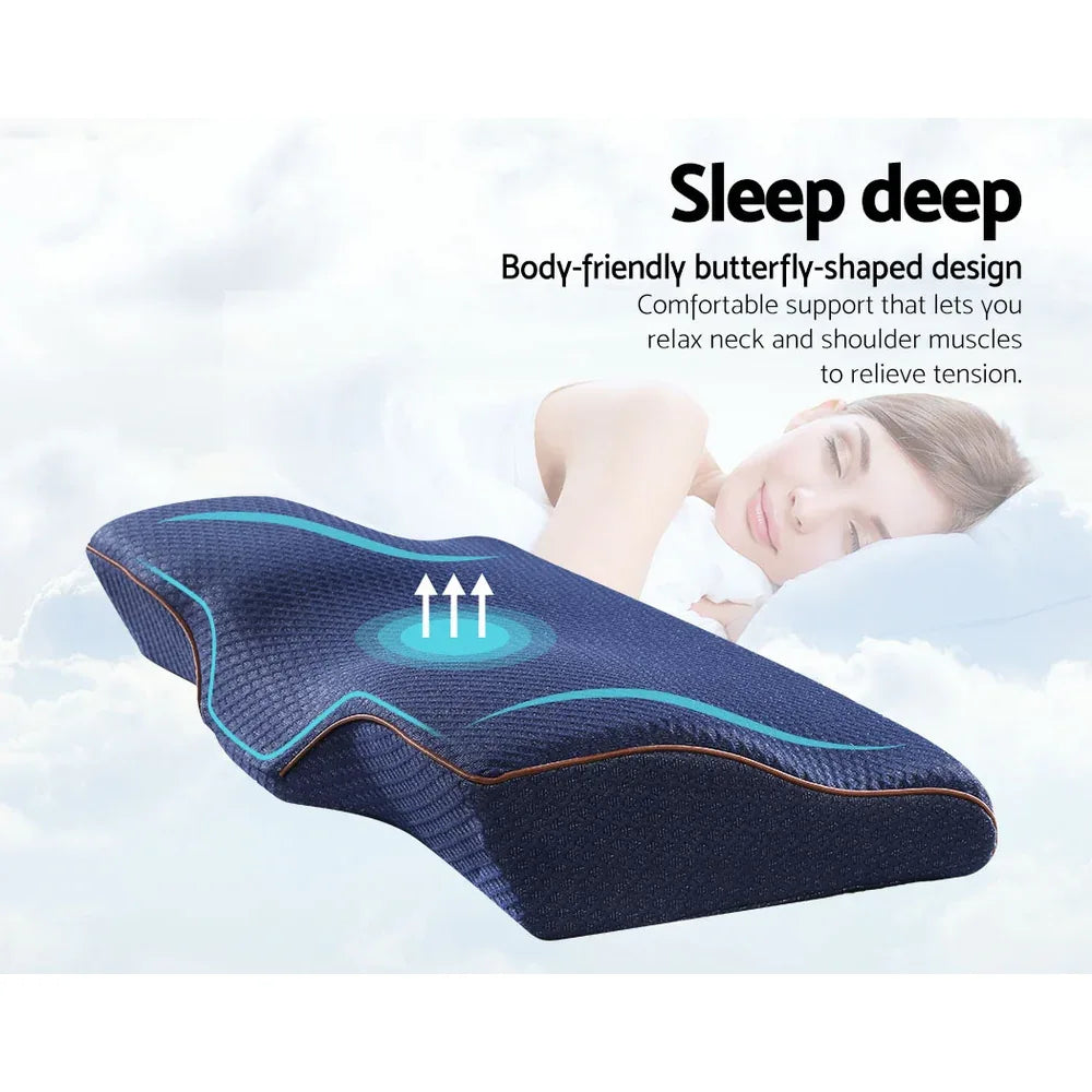 Giselle Bedding Memory Foam Contour Pillow Navy - Mekamart Australia
