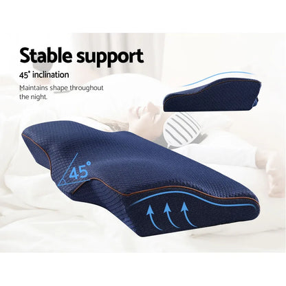 Giselle Bedding Memory Foam Contour Pillow Navy - Mekamart Australia