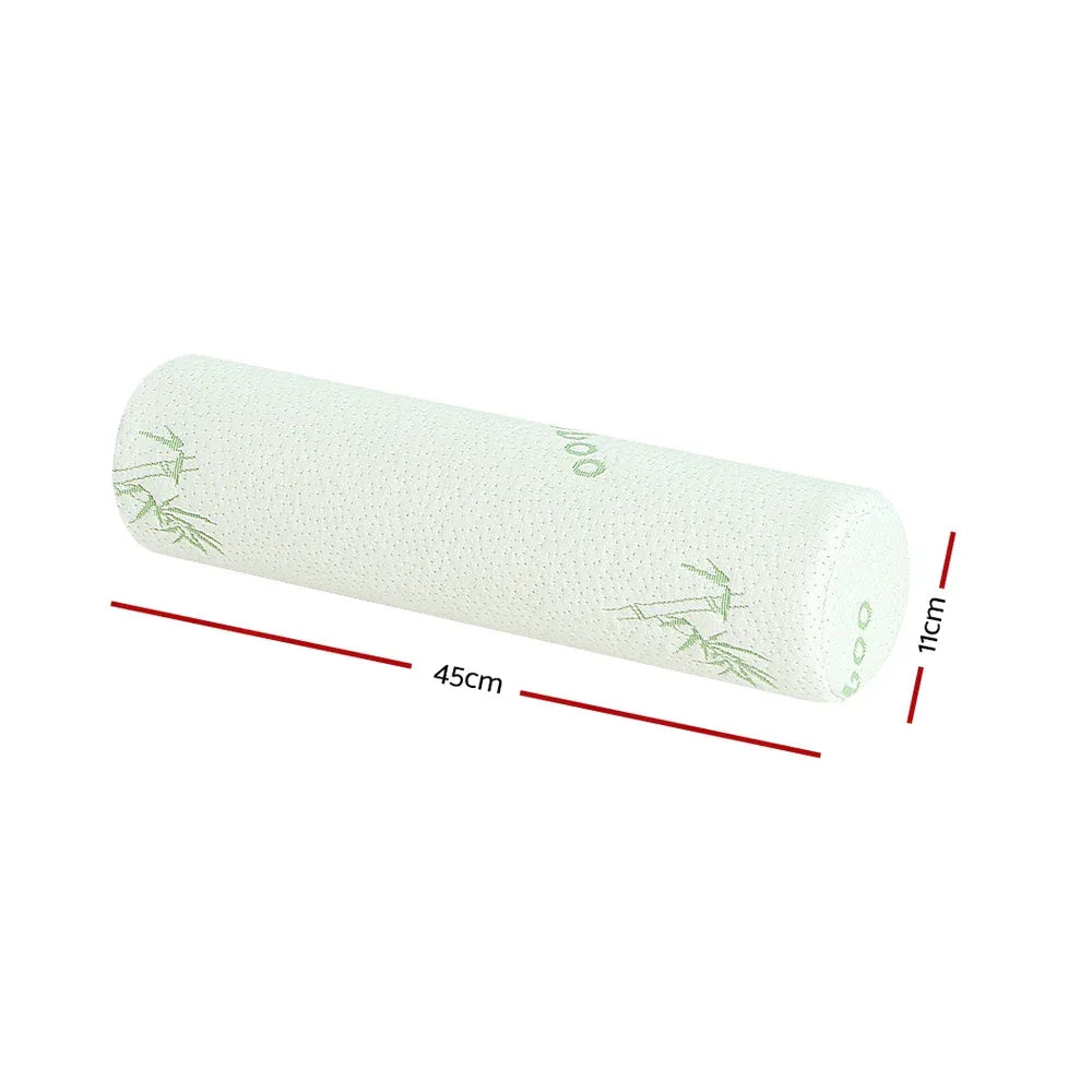 Giselle Bedding Memory Foam Neck Roll Pillow Bamboo Cover - Mekamart Australia