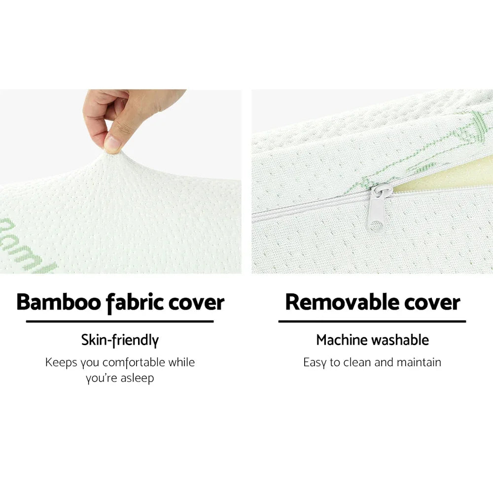 Giselle Bedding Memory Foam Neck Roll Pillow Bamboo Cover - Mekamart Australia