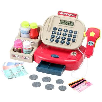 Keezi Kids Cash Register Calculator Pretend Play Shops Money Checkout Toys Set - Mekamart Australia