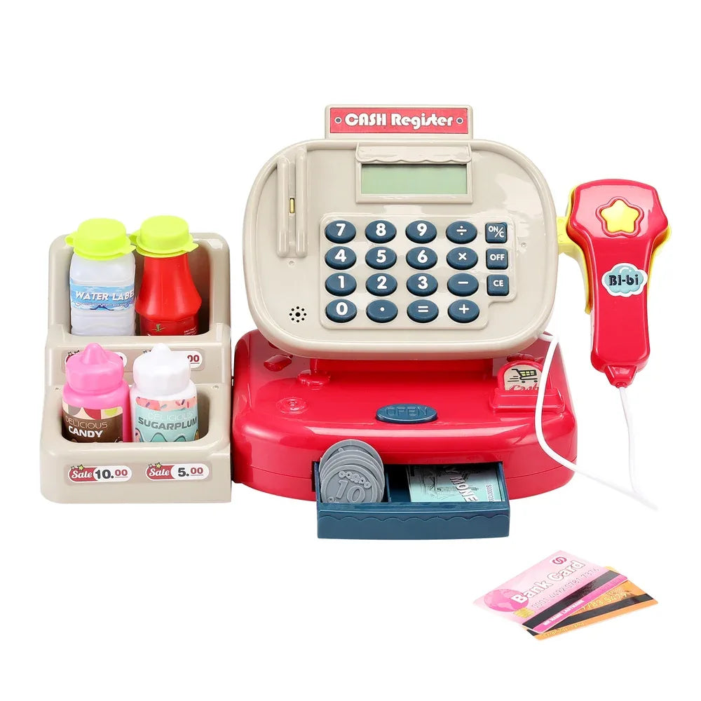 Keezi Kids Cash Register Calculator Pretend Play Shops Money Checkout Toys Set - Mekamart Australia