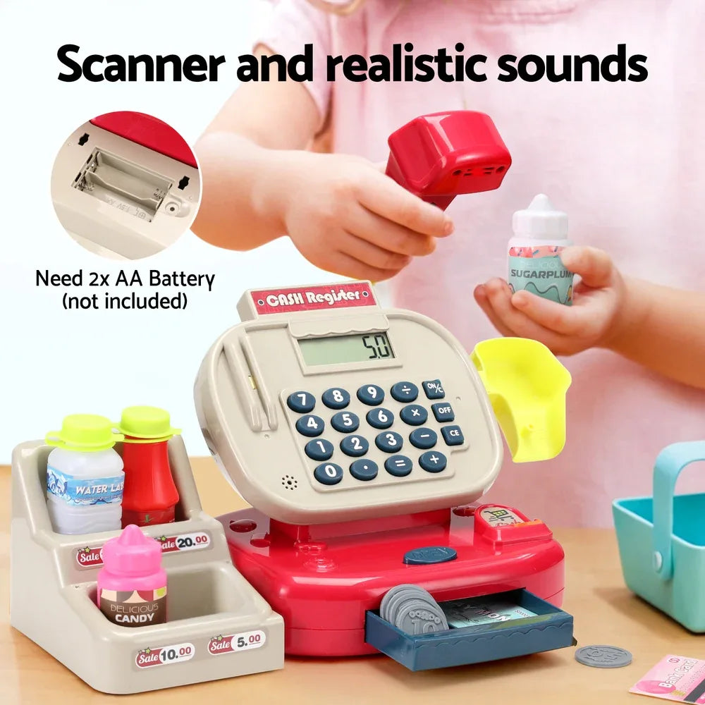 Keezi Kids Cash Register Calculator Pretend Play Shops Money Checkout Toys Set - Mekamart Australia