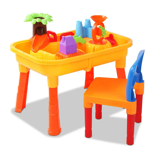 Keezi Kids Sandpit Pretend Play Set Sand Water Table Chair Outdoor Beach Toy - Mekamart Australia