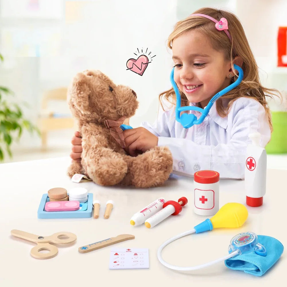 Keezi Kids Doctor Nurse Medical Case Pretend Play Set Stethoscope Medicine Toys - Mekamart Australia