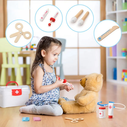Keezi Kids Doctor Nurse Medical Case Pretend Play Set Stethoscope Medicine Toys - Mekamart Australia