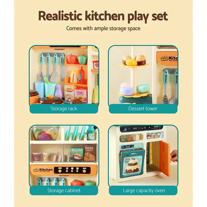 Keezi Kids Kitchen Pretend Play Set Cooking Sound Steam Light Function - Mekamart Australia