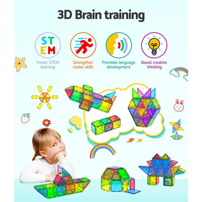 Keezi 100pcs Kids Magnetic Tiles Blocks Building Educational Toys Children Gift - Mekamart Australia