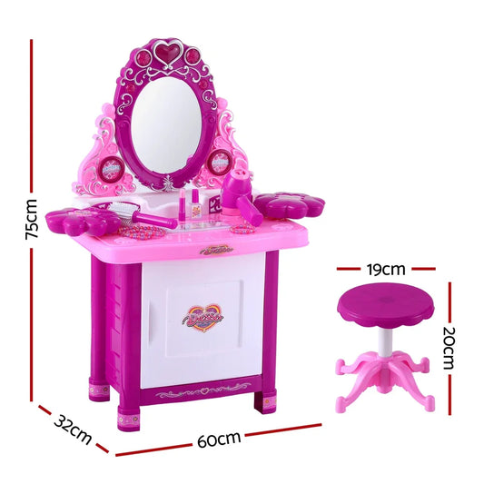 Keezi Kids Pretend Makeup Play Set Dressing Table Chair Girls Toys Children - Mekamart Australia