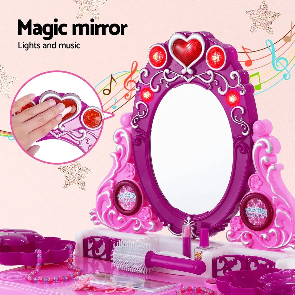 Keezi Kids Pretend Makeup Play Set Dressing Table Chair Girls Toys Children - Mekamart Australia