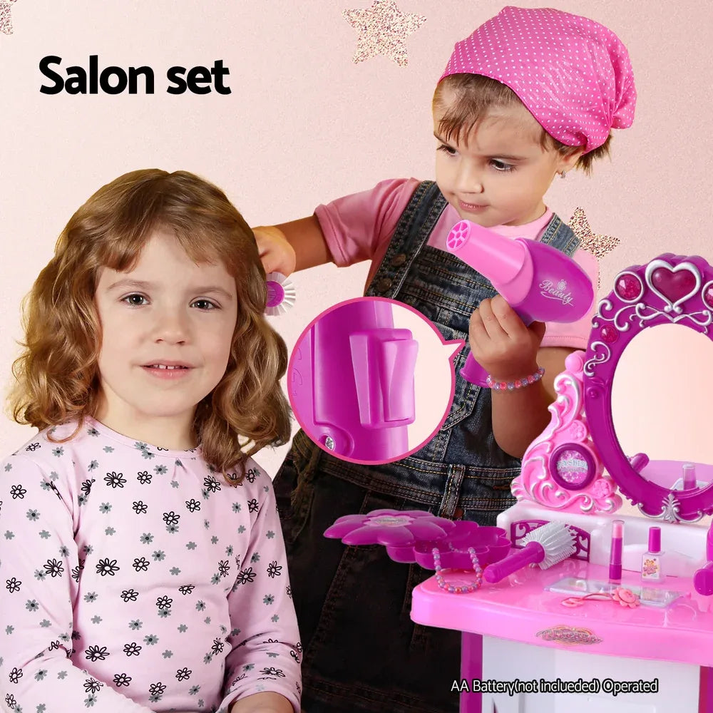 Keezi Kids Pretend Makeup Play Set Dressing Table Chair Girls Toys Children - Mekamart Australia
