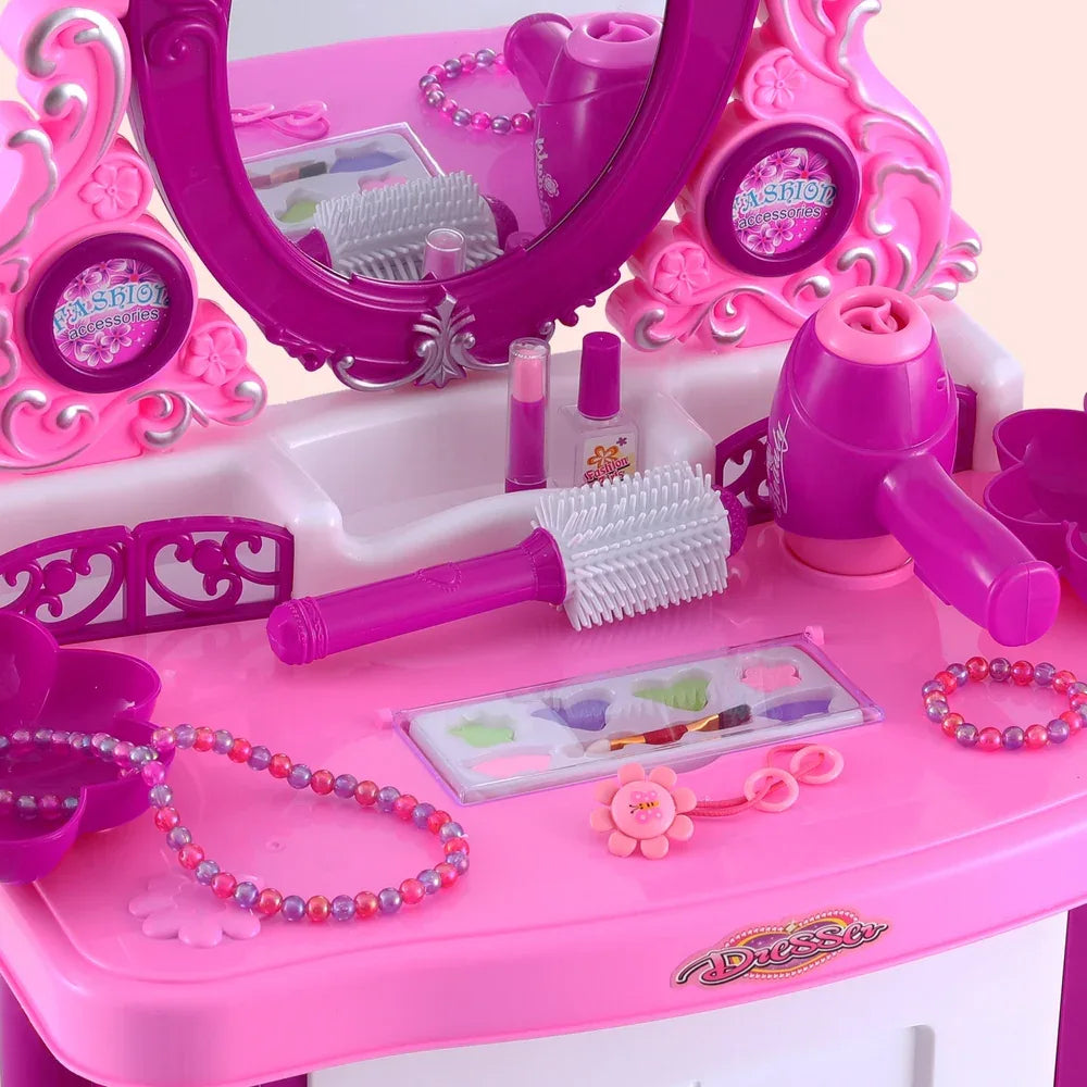 Keezi Kids Pretend Makeup Play Set Dressing Table Chair Girls Toys Children - Mekamart Australia