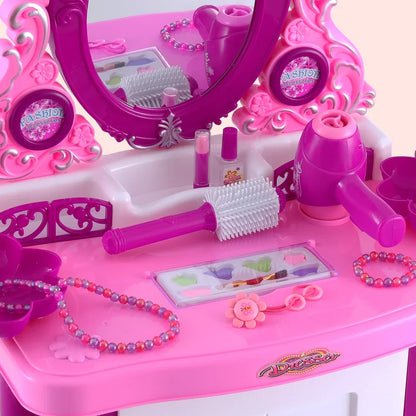 Keezi Kids Pretend Makeup Play Set Dressing Table Chair Girls Toys Children - Mekamart Australia